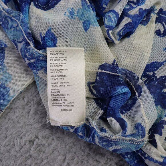 Free People Blouse Womens S Blue Floral Up For Anything Western Top Cropped Boho - Picture 6 of 10